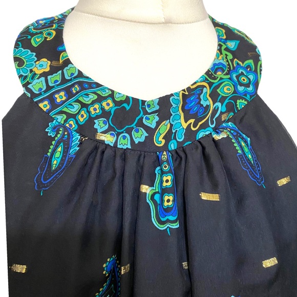 Tibi Dress Maxi Halter Neck Silk Black Green Paisley Embellished Occasion 10 12 - Picture 14 of 16